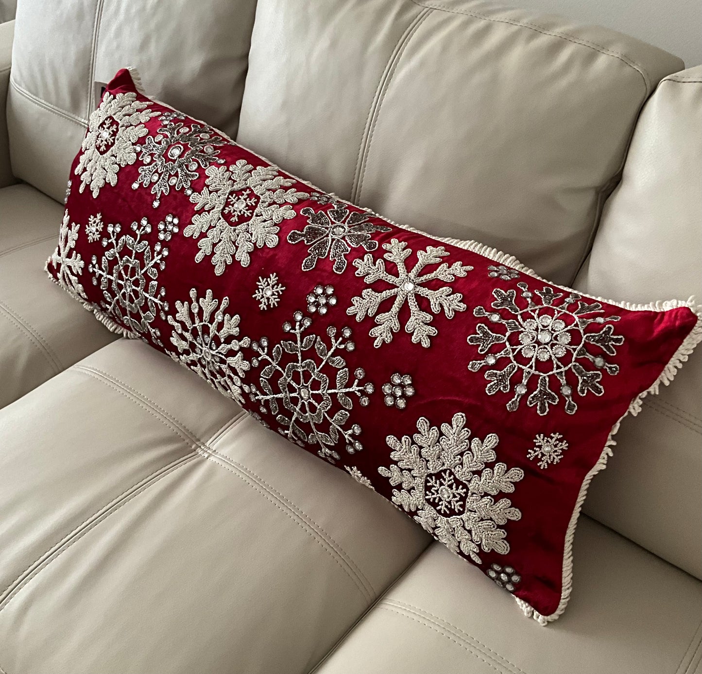Beaded Snowflake Cushion