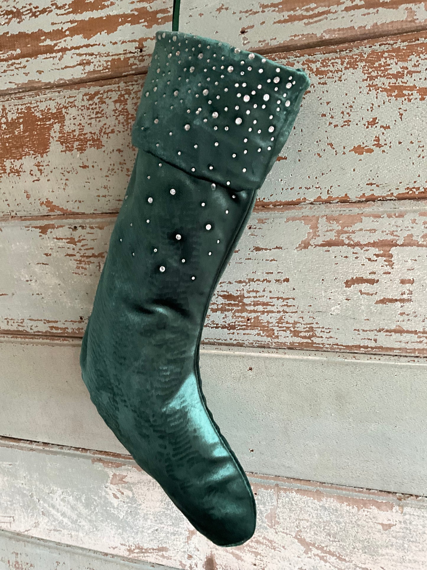 Green Diamonte Stocking