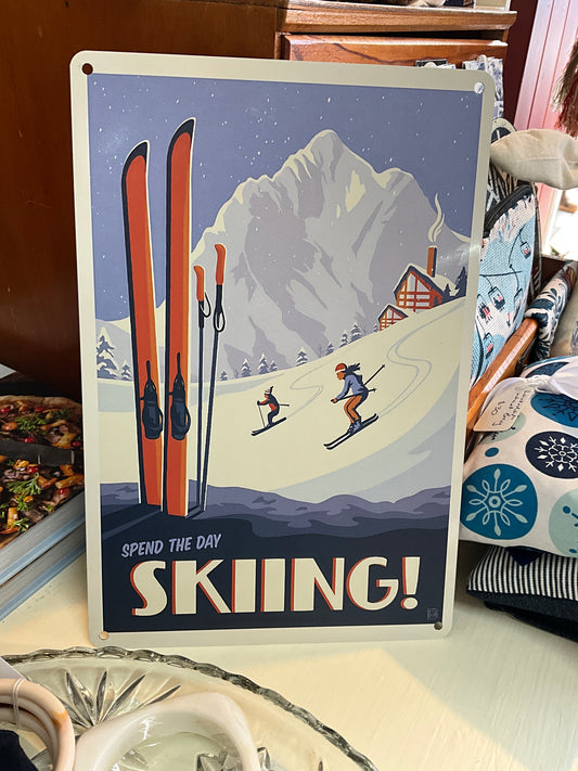 Tin Skiing Sign