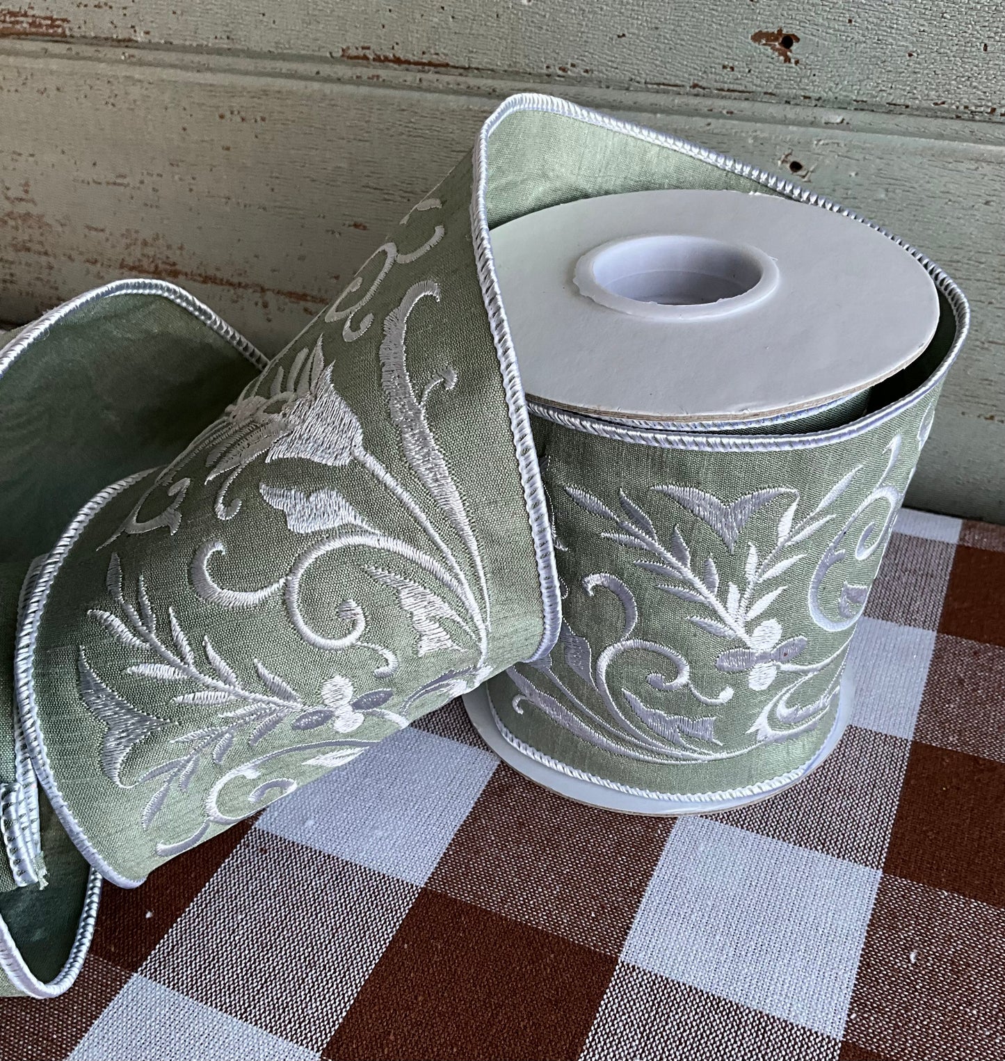 Sage and White Ribbon