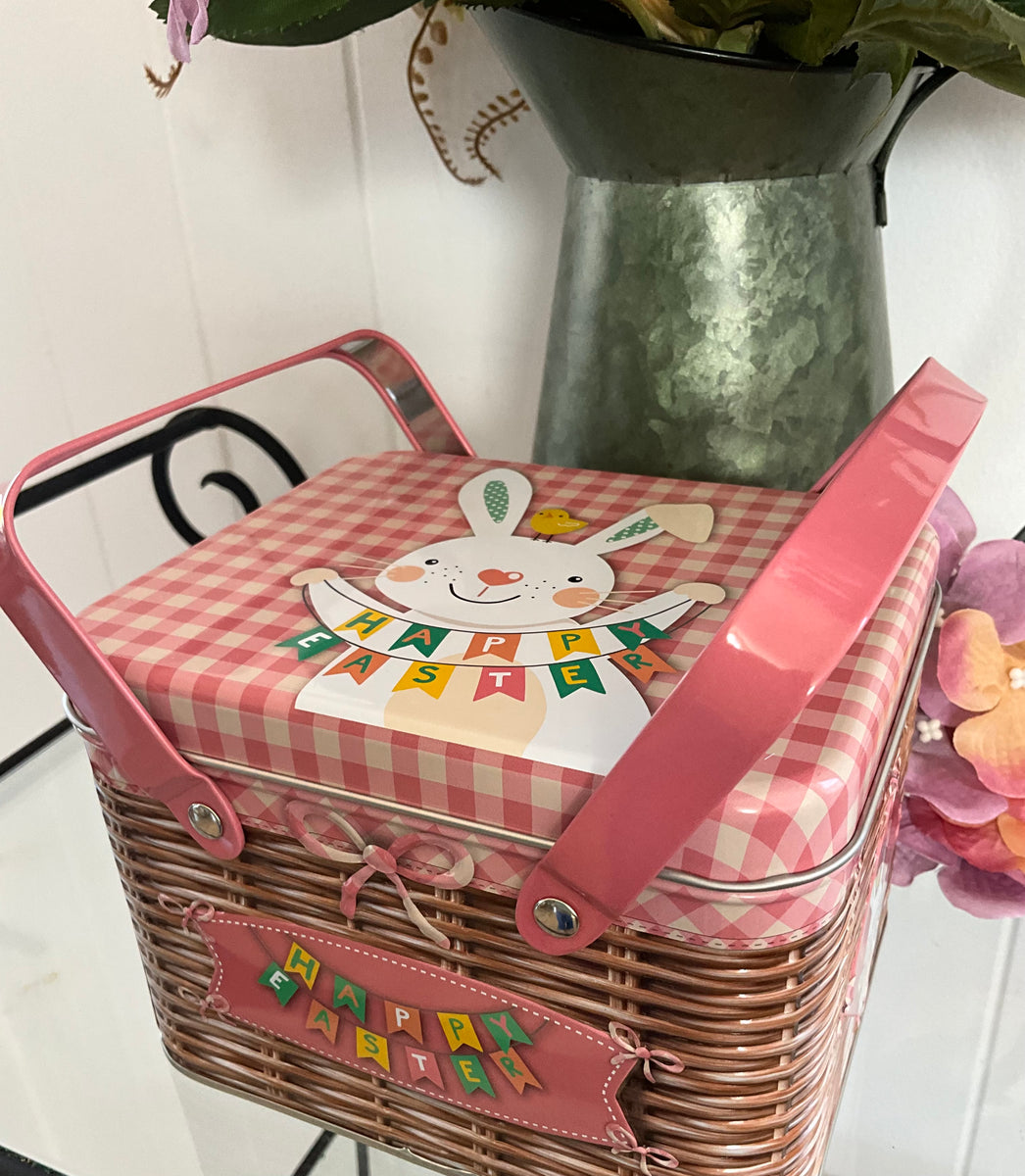 Easter Picnic Basket Pink – The Christmas Wreath Company