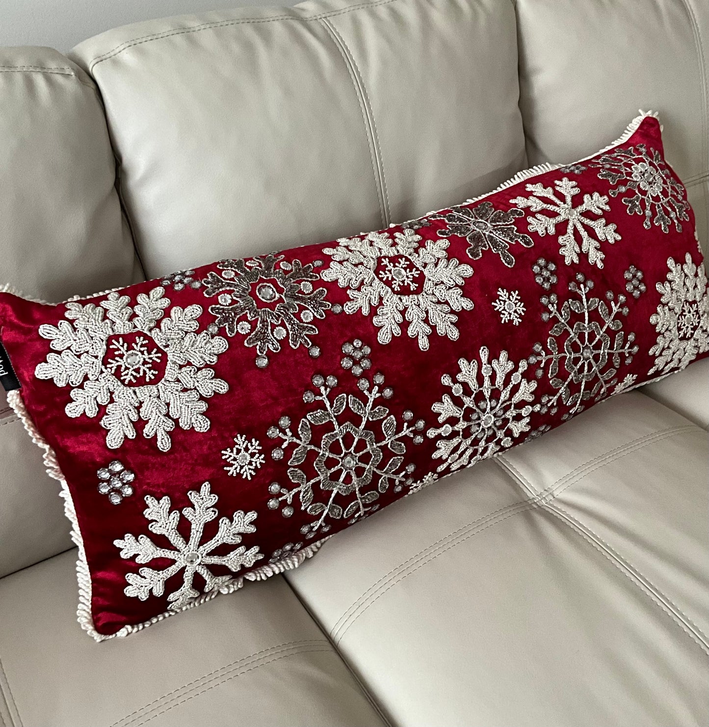 Beaded Snowflake Cushion
