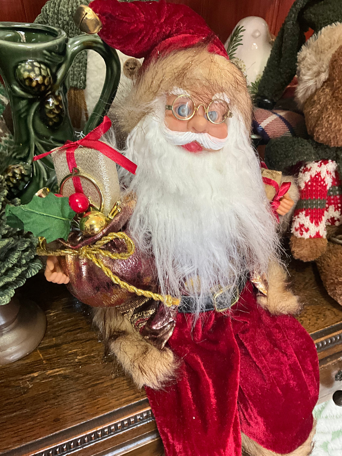 Sitting Burgundy Santa