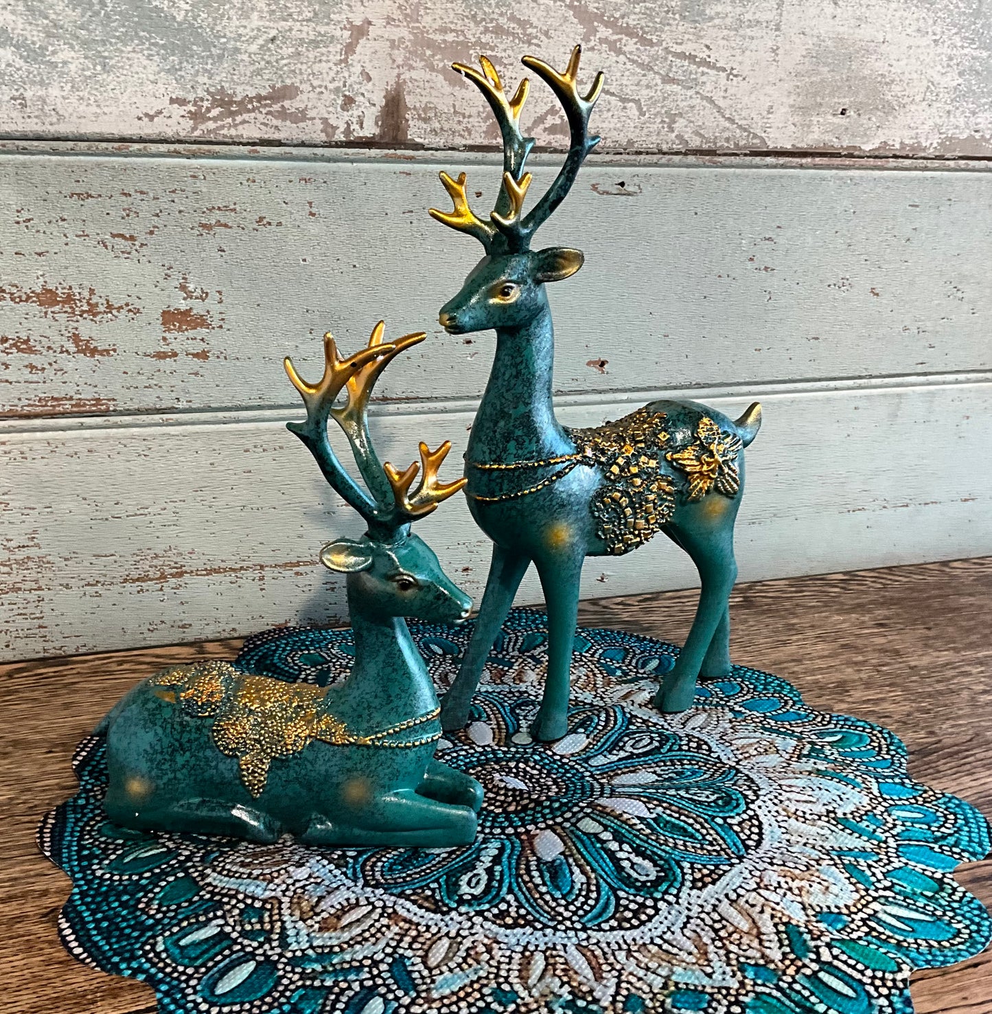 Teal Gold Deer Set