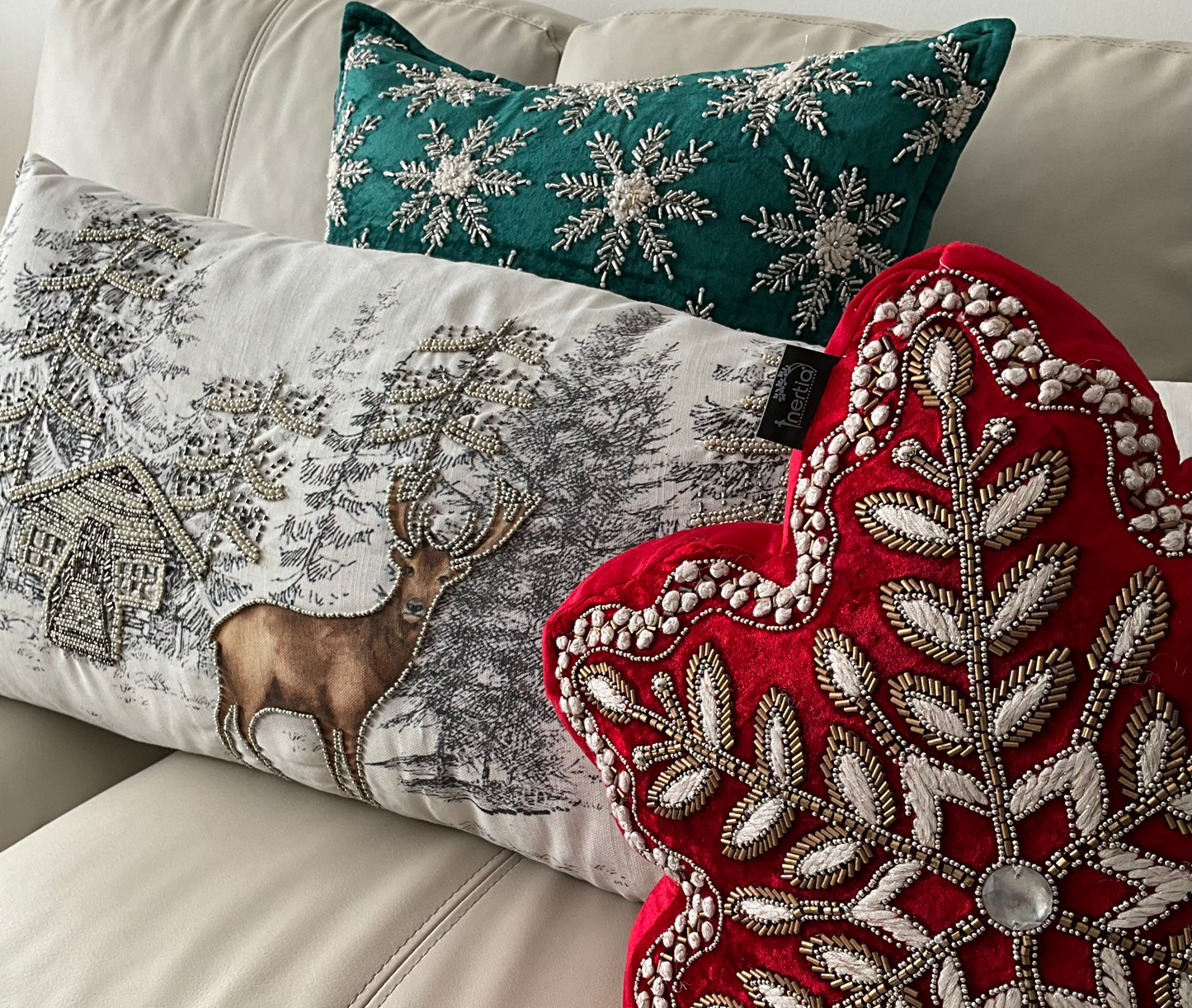 Red Snowflake Cushion