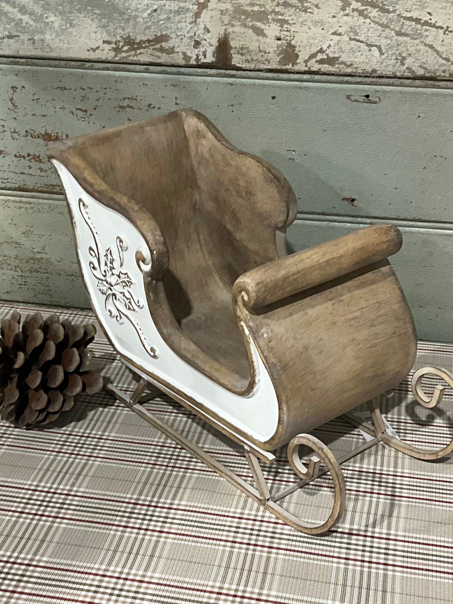 White Brown Metal Sleigh