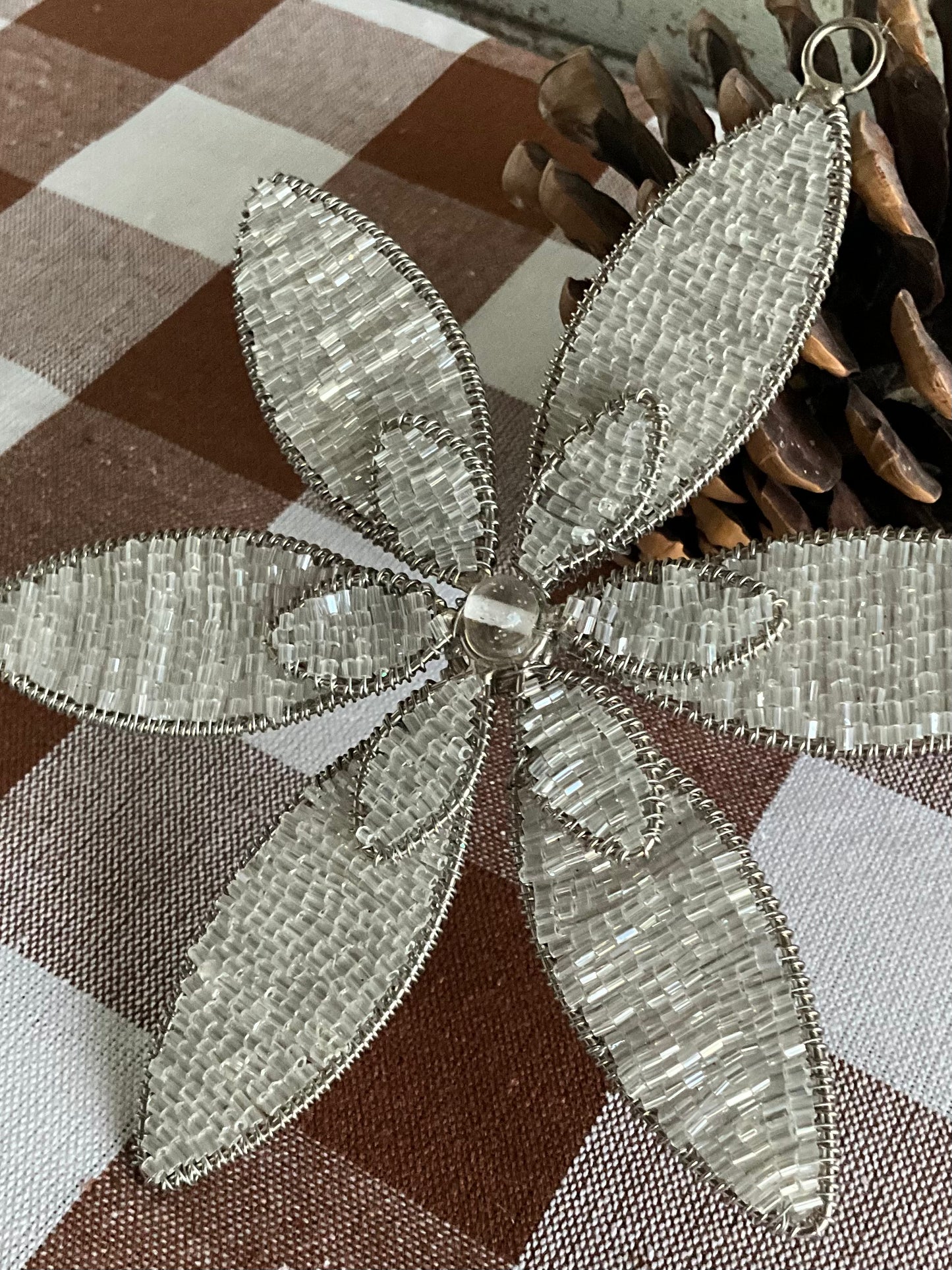 Silver Beaded Flower