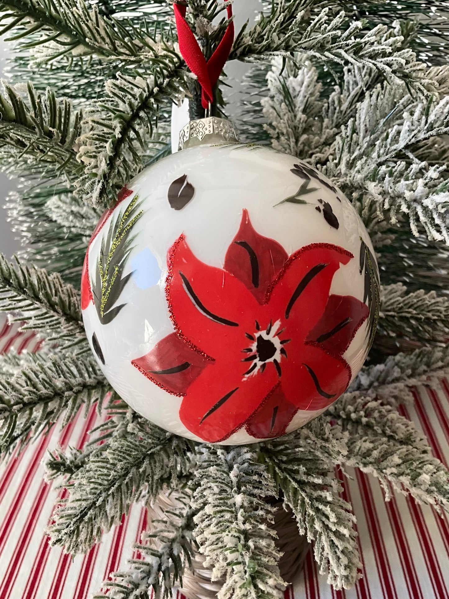 Poinsettia Glass Ball RAZ