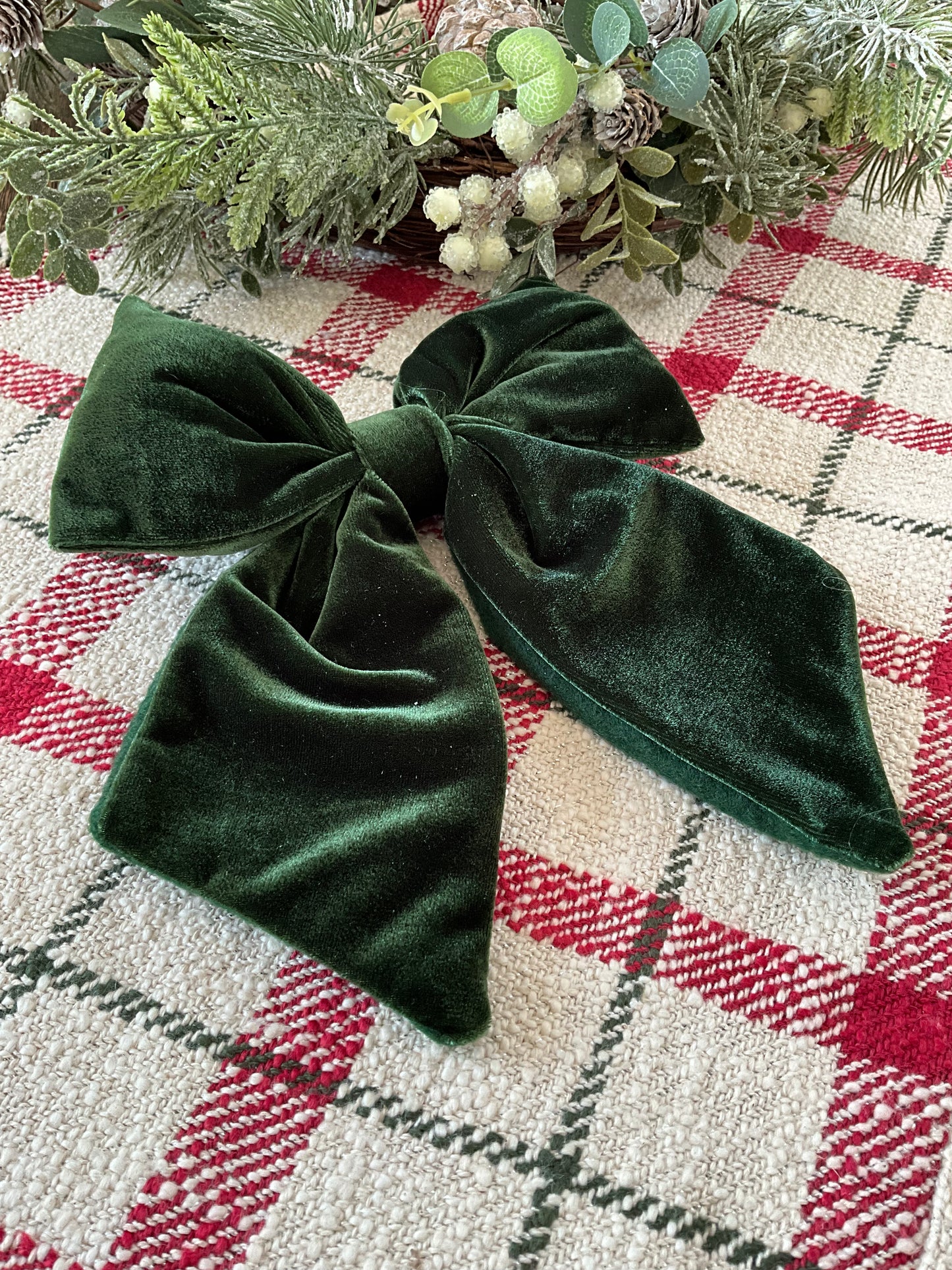 Green Velvet Bow