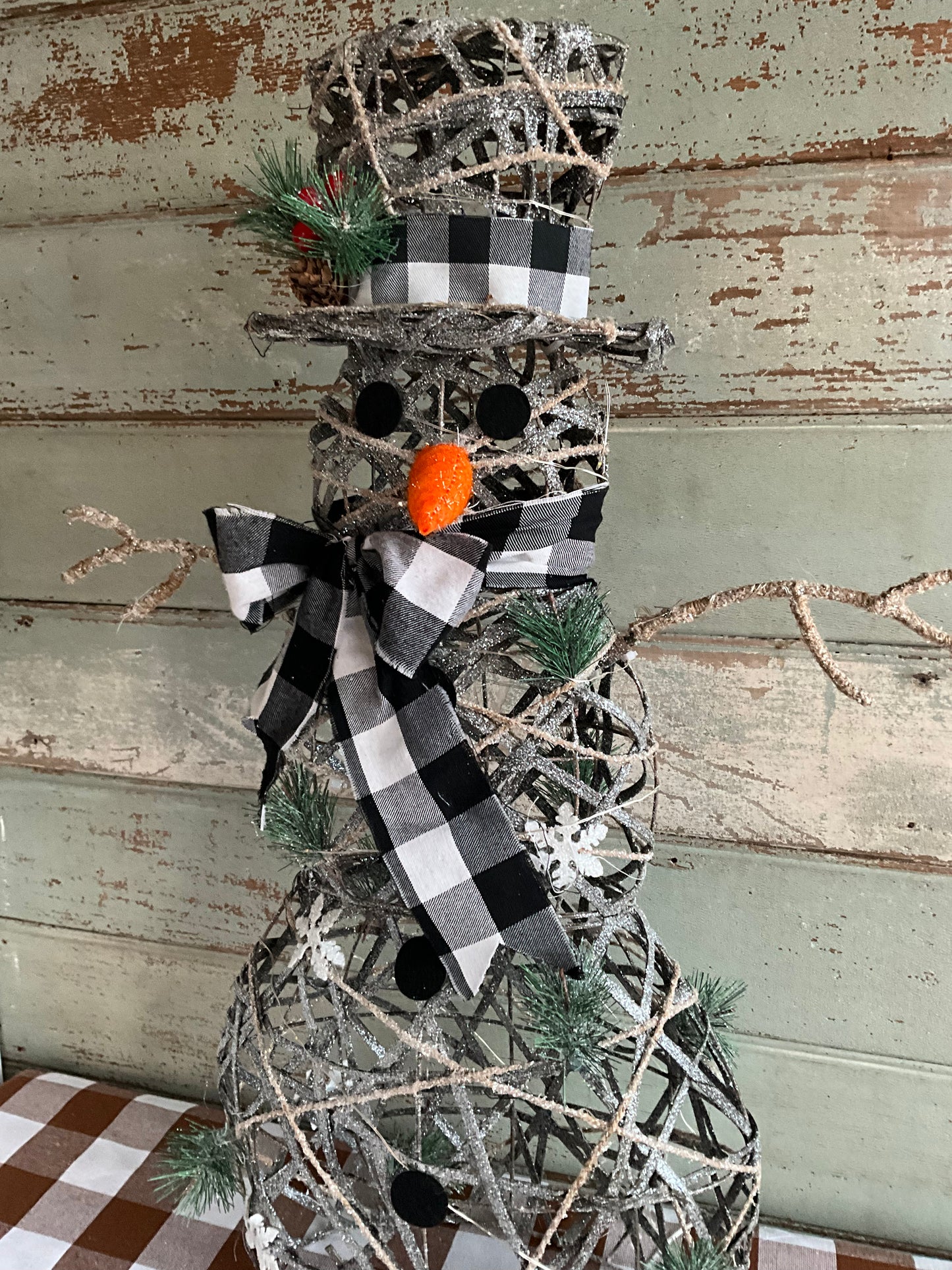 Rattan Snowman LED