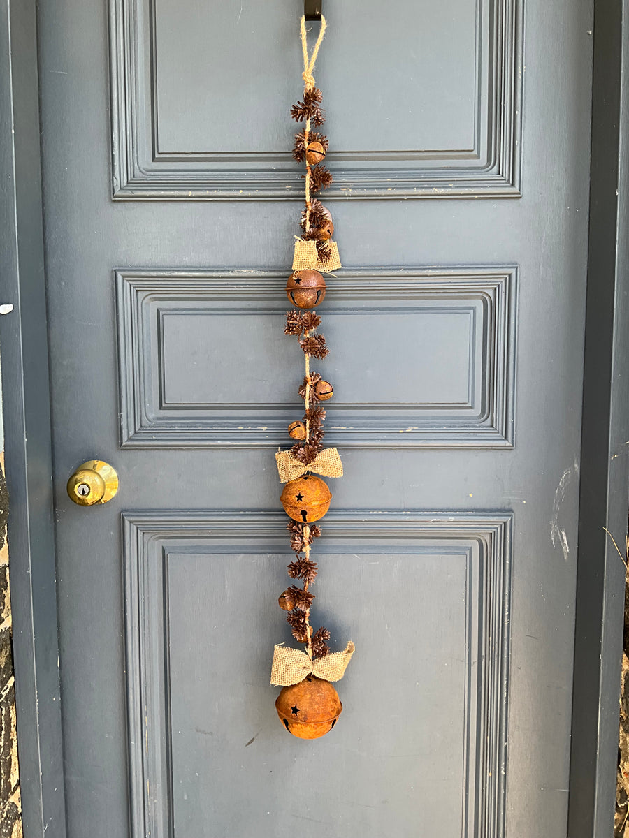 Rustic Metal Bell and Pinecone Garland The Christmas Wreath Company