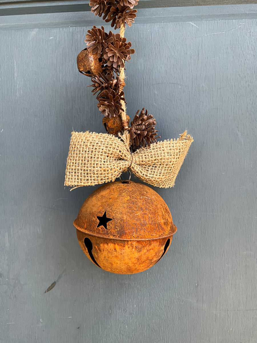 Rustic Metal Bell and Pinecone Garland The Christmas Wreath Company