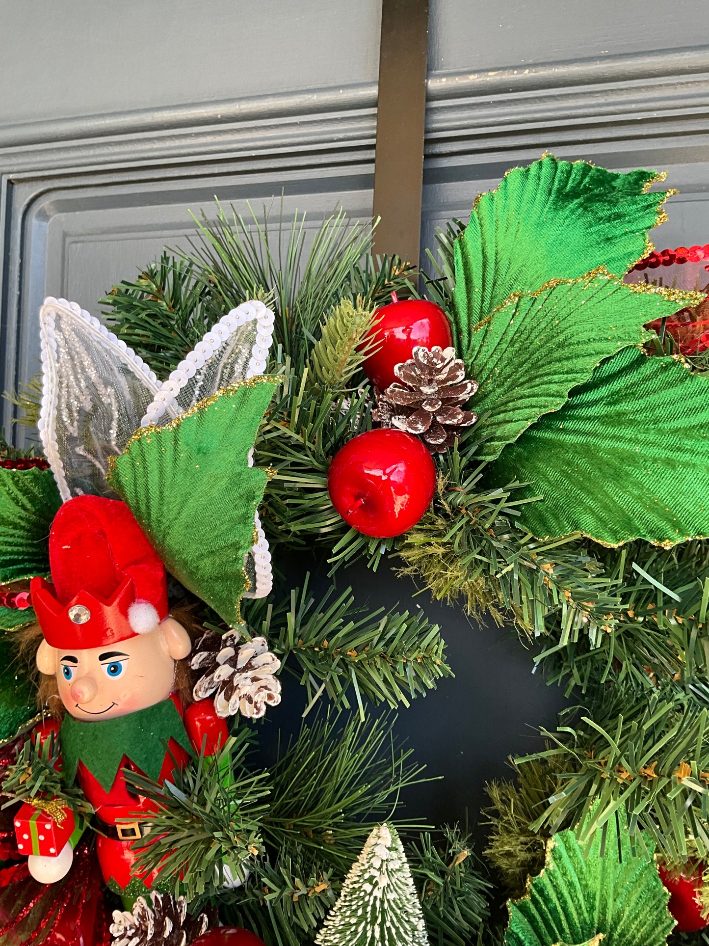 Red and Green Elf Wreath