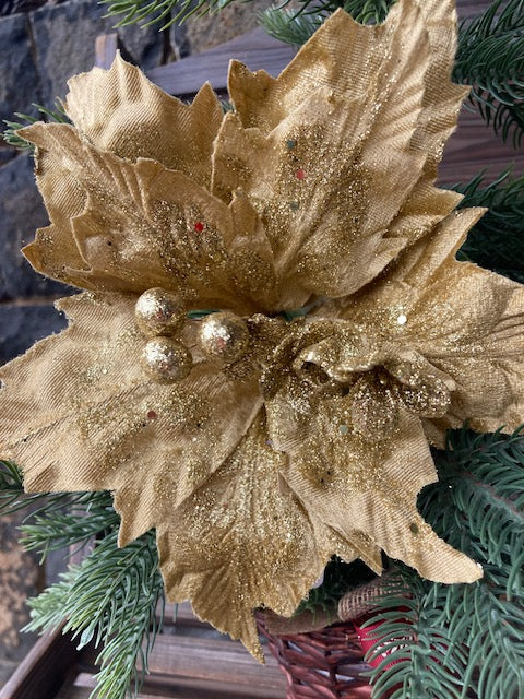 Gold Glitter Poinsettia