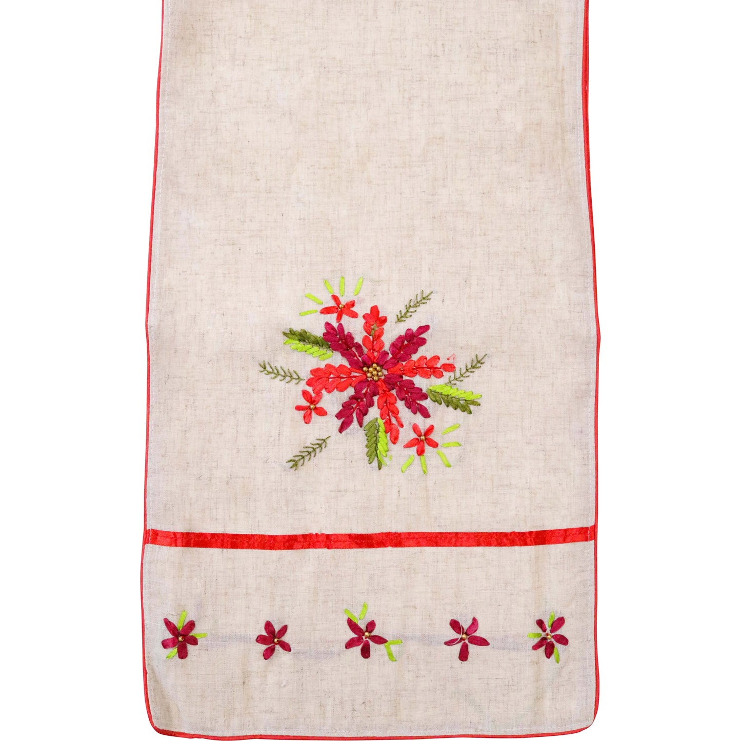 Poinsettia Linen Runner