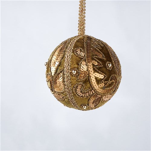 Sage Gold Beaded Ball