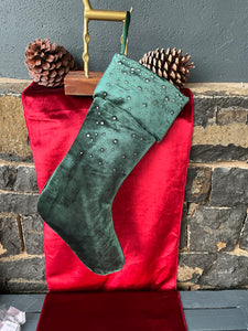 Green Diamonte Stocking