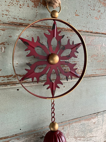 Red Metal Snowflake Bell