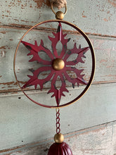 Load image into Gallery viewer, Red Metal Snowflake Bell