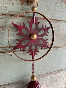 Red Metal Snowflake Bell