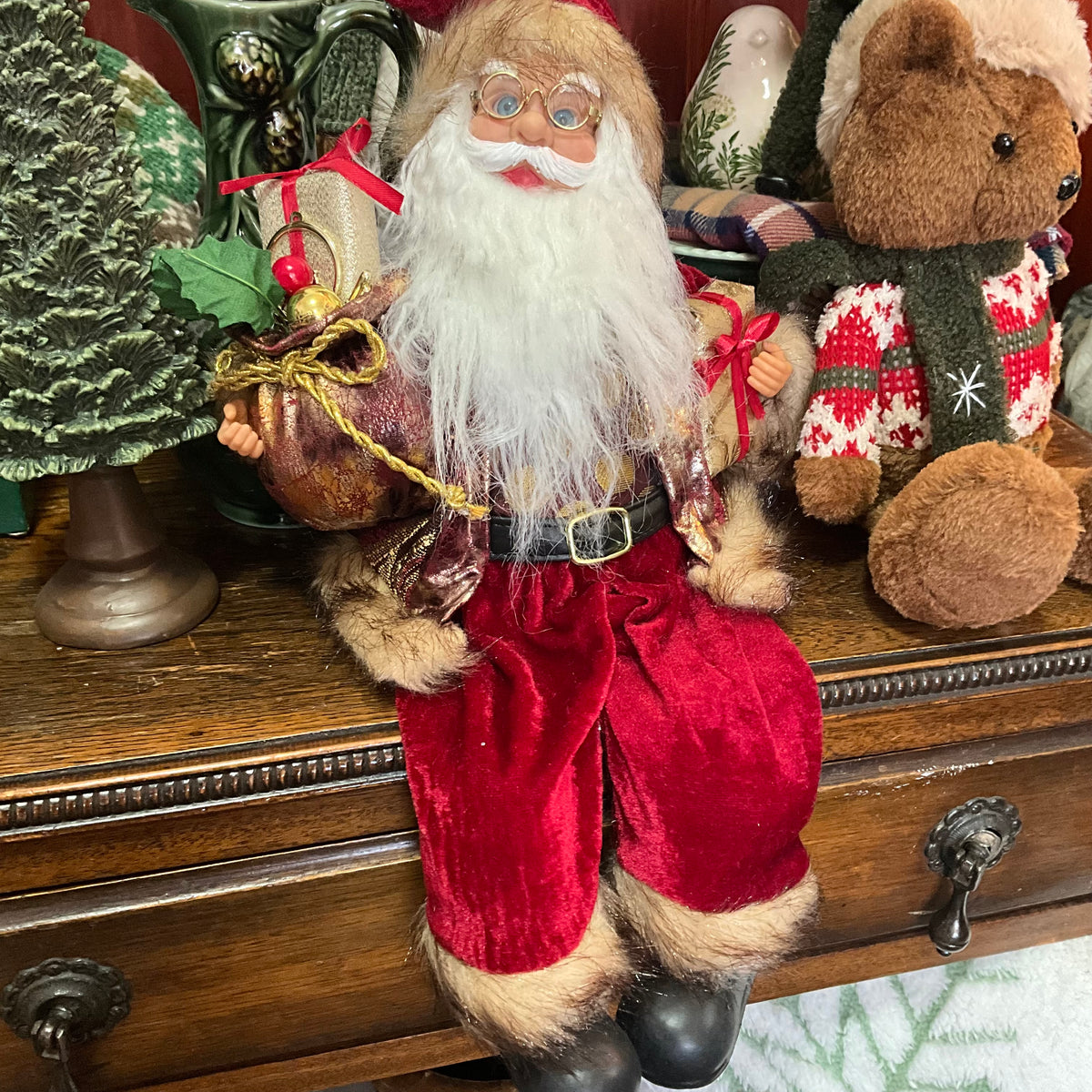 Sitting Burgundy Santa