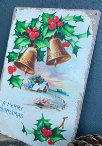 Tin Merry Christmas Sign