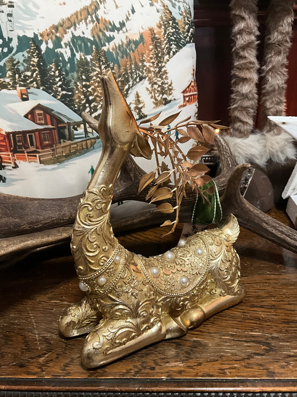 Gold Sitting Deer