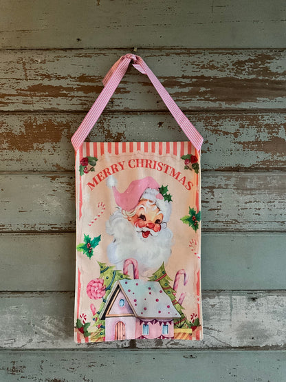 Pink Santa Retro Flag