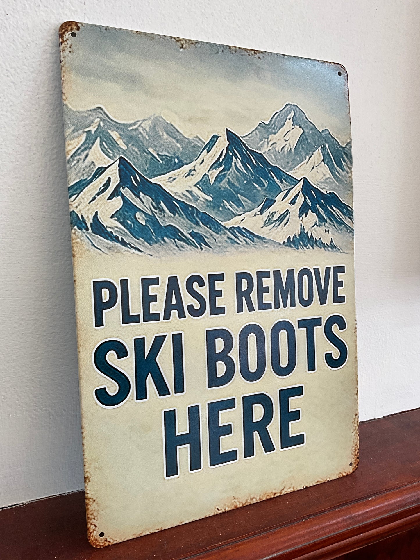 Tin Ski Boot Sign