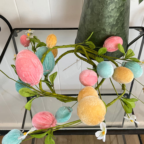 Velvet Egg Floral Garland