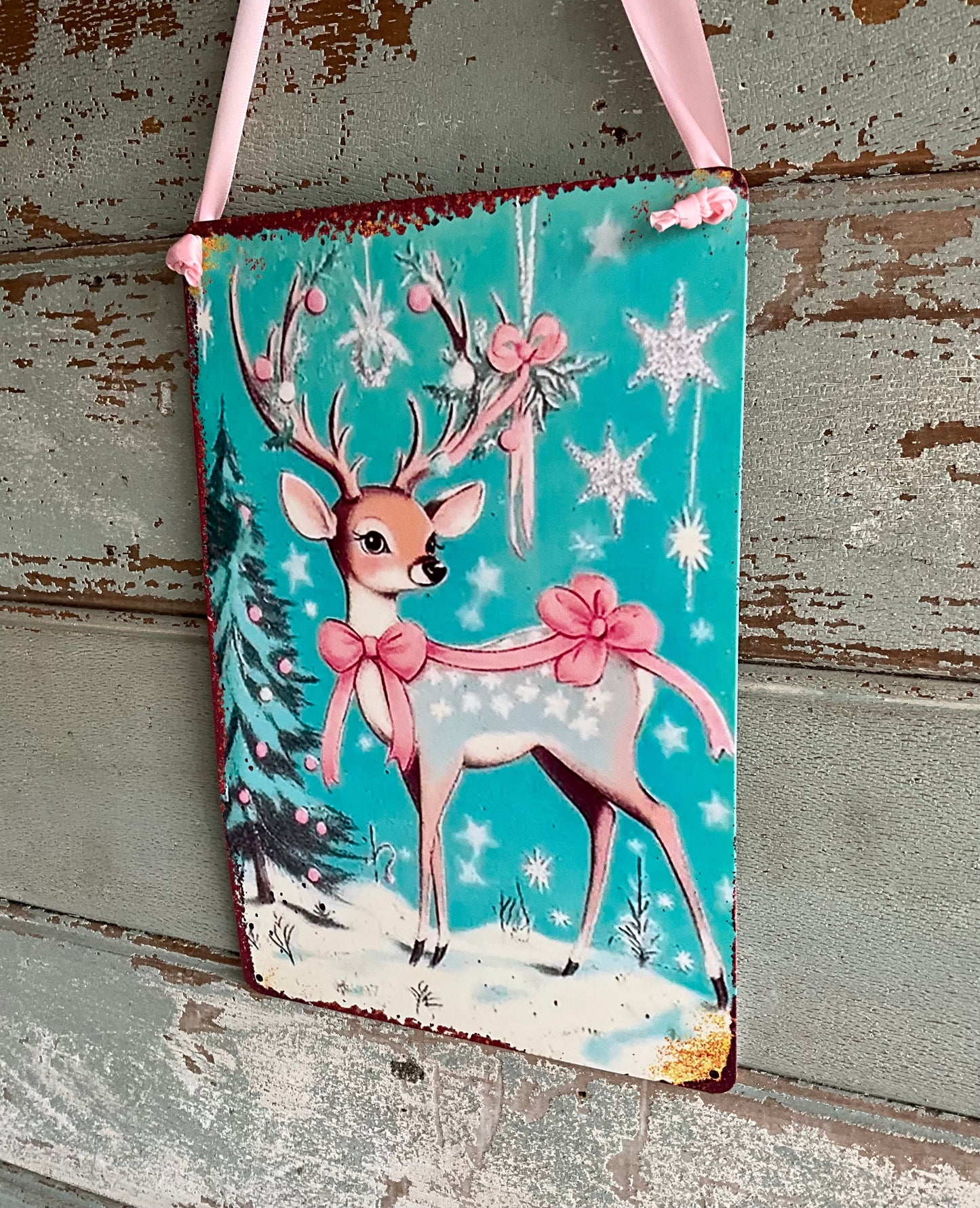 Pink Retro Deer Sign