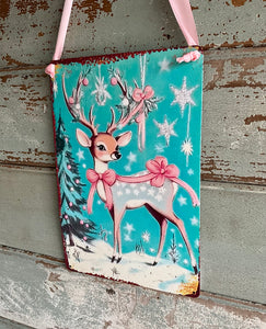 Pink Retro Deer Sign