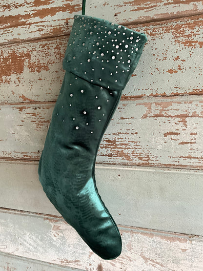 Green Diamonte Stocking