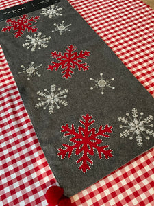 Grey Red Table Runner