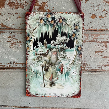 Vintage Santa Tin Sign
