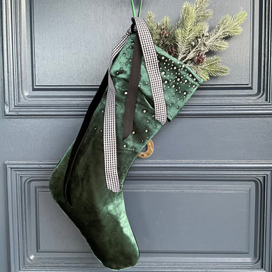 Green Diamonte Stocking