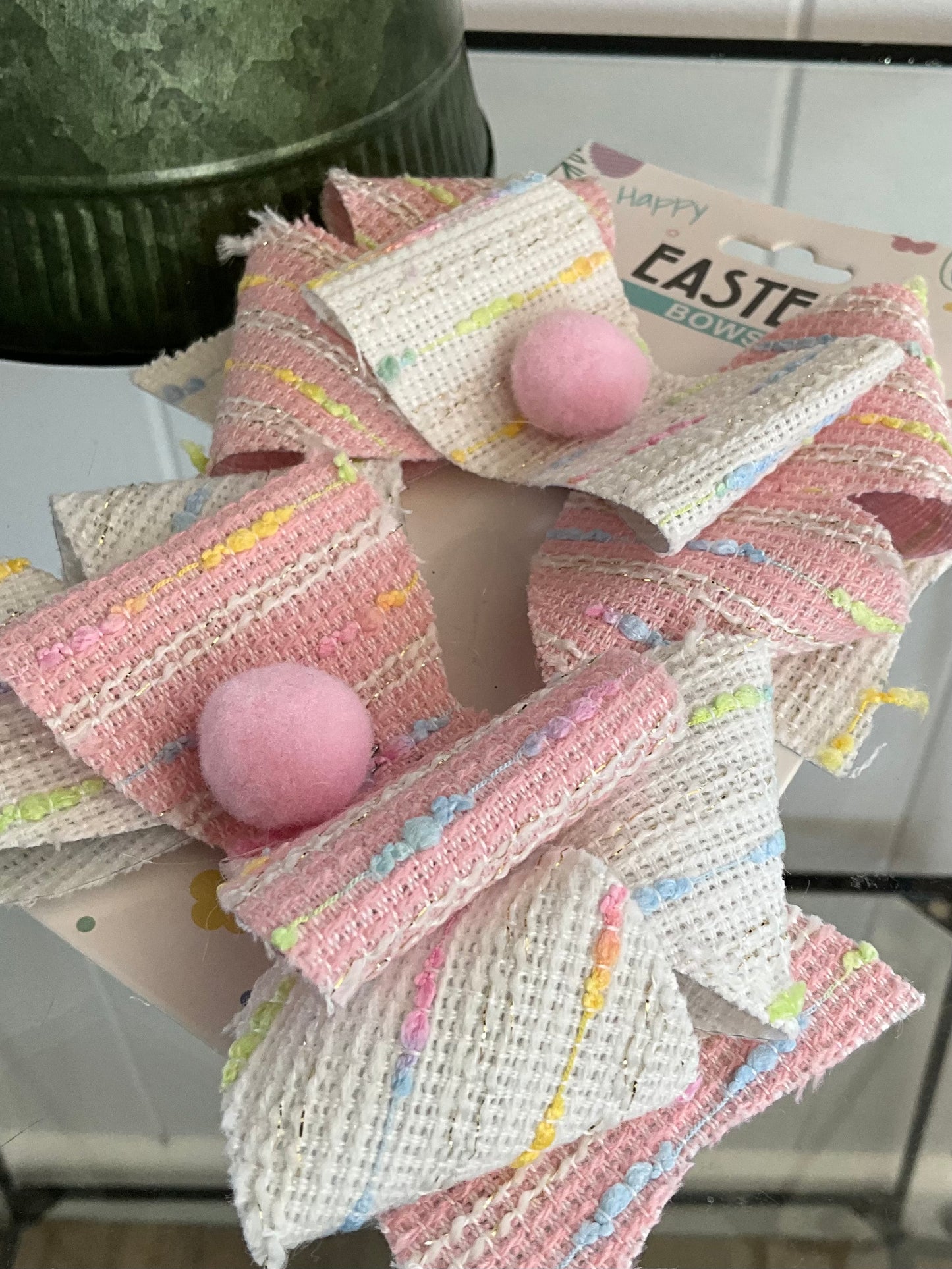 Pink White Bow