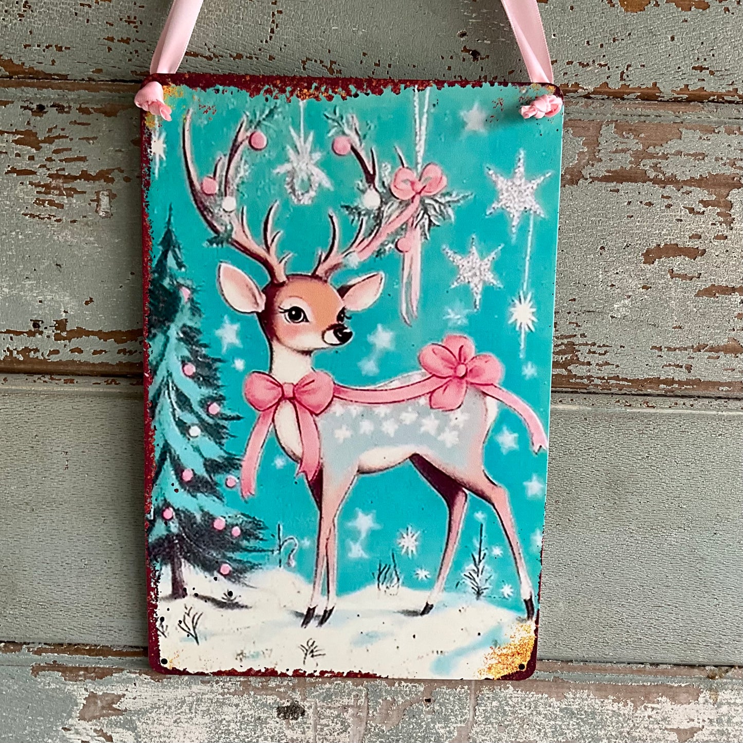 Pink Retro Deer Sign