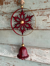 Load image into Gallery viewer, Red Metal Snowflake Bell