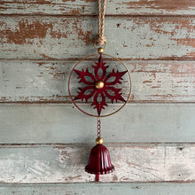 Load image into Gallery viewer, Red Metal Snowflake Bell