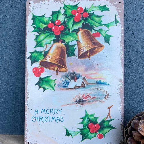 Tin Merry Christmas Sign