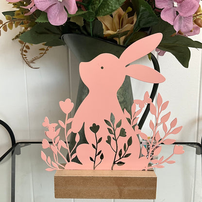 Pink Metal Bunny Table Top Stand