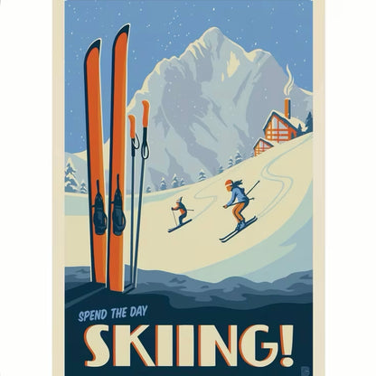 Tin Skiing Sign
