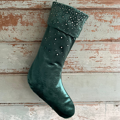Green Diamonte Stocking