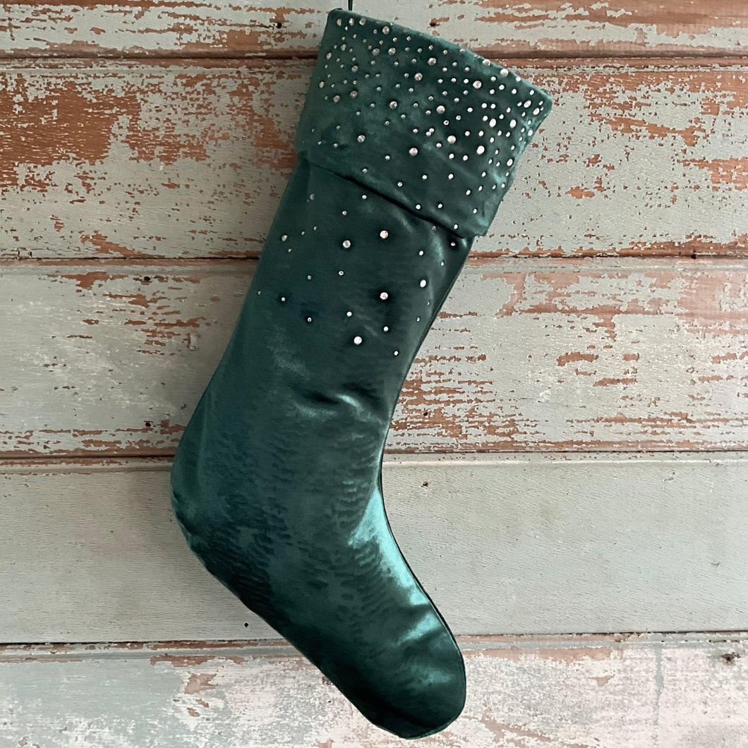 Green Diamonte Stocking