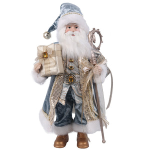 Blue Gold Standing Santa