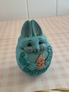 Jim Shore Bunny Egg Turquoise