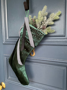 Green Diamonte Stocking