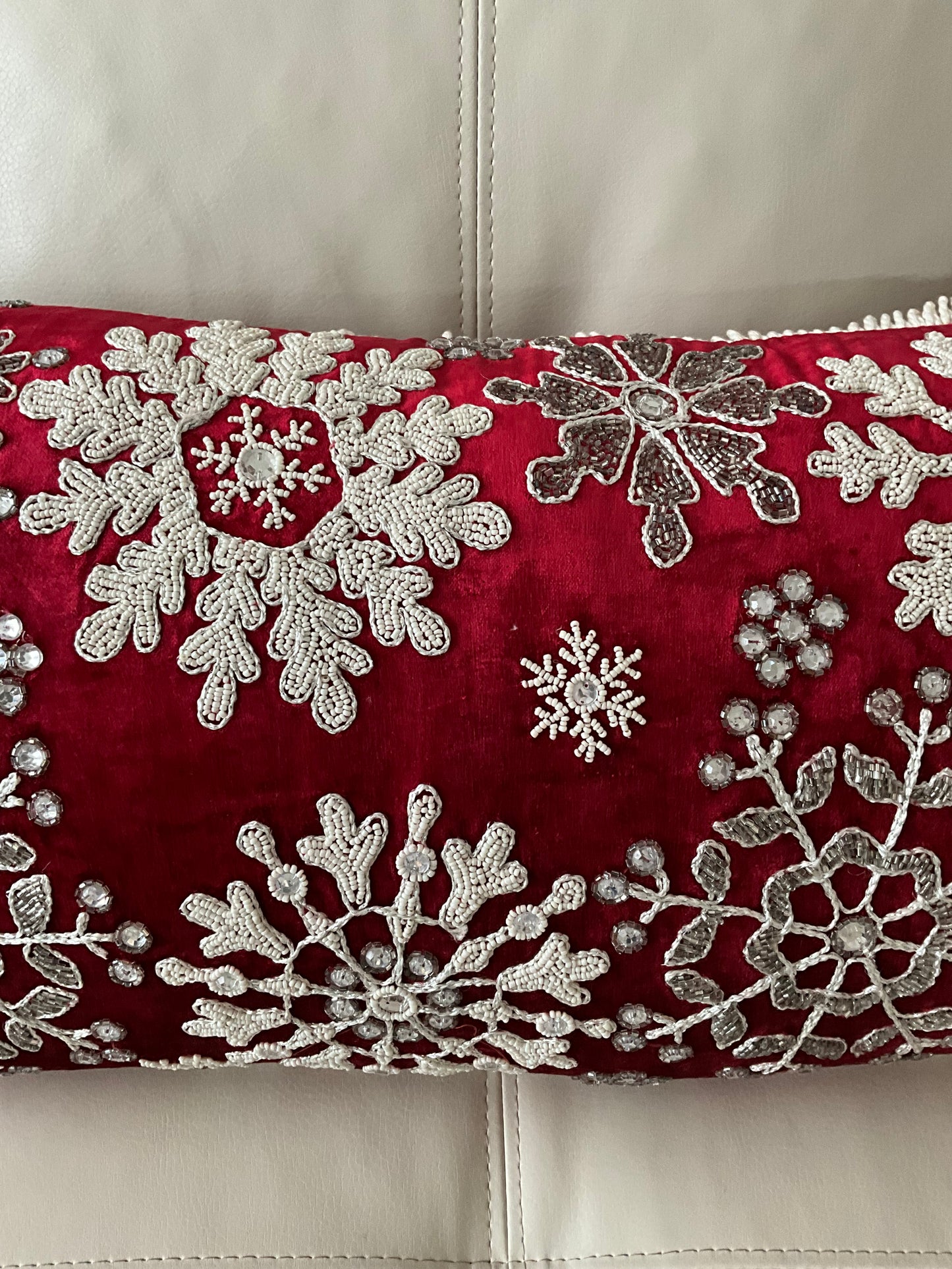 Beaded Snowflake Cushion