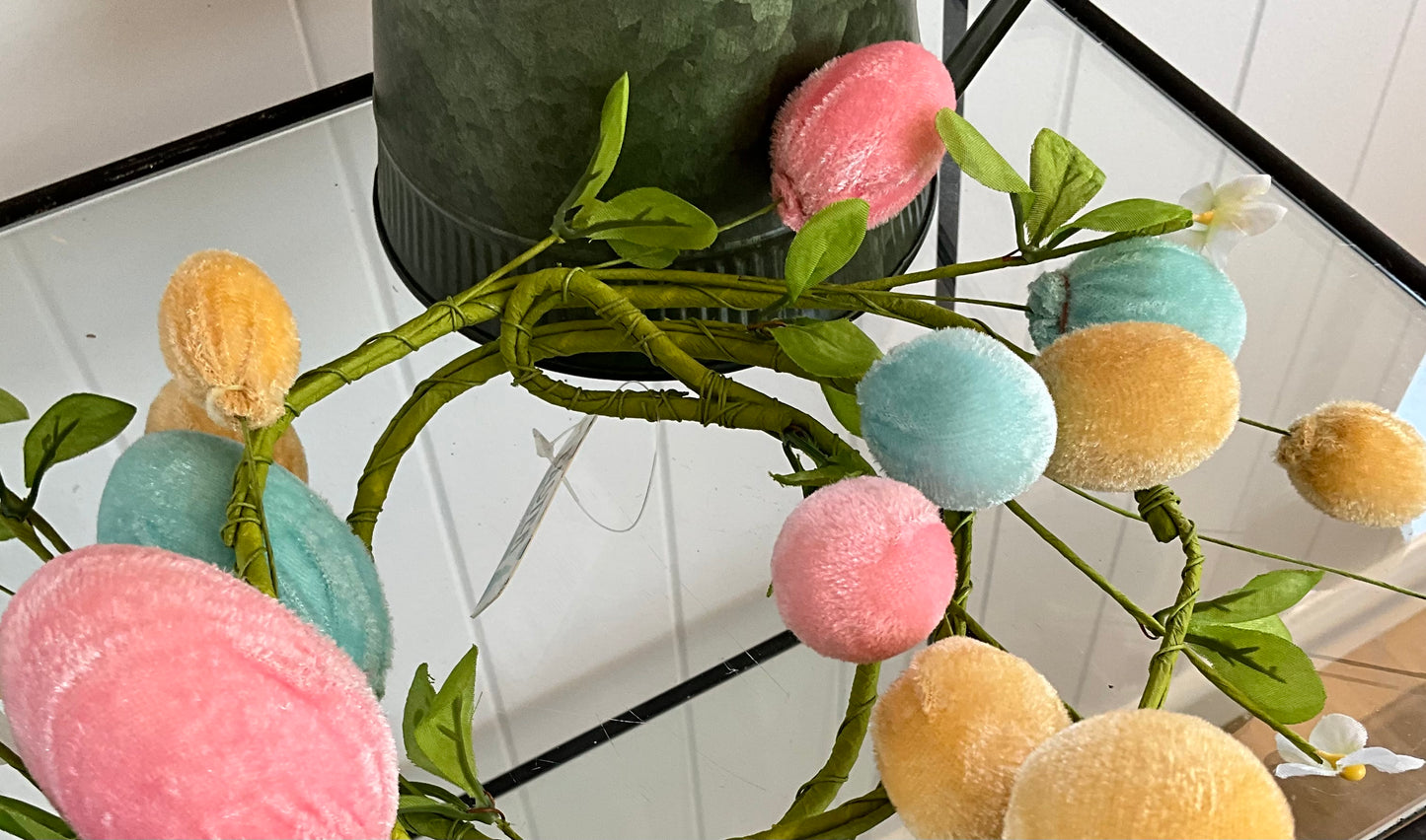 Velvet Egg Floral Garland
